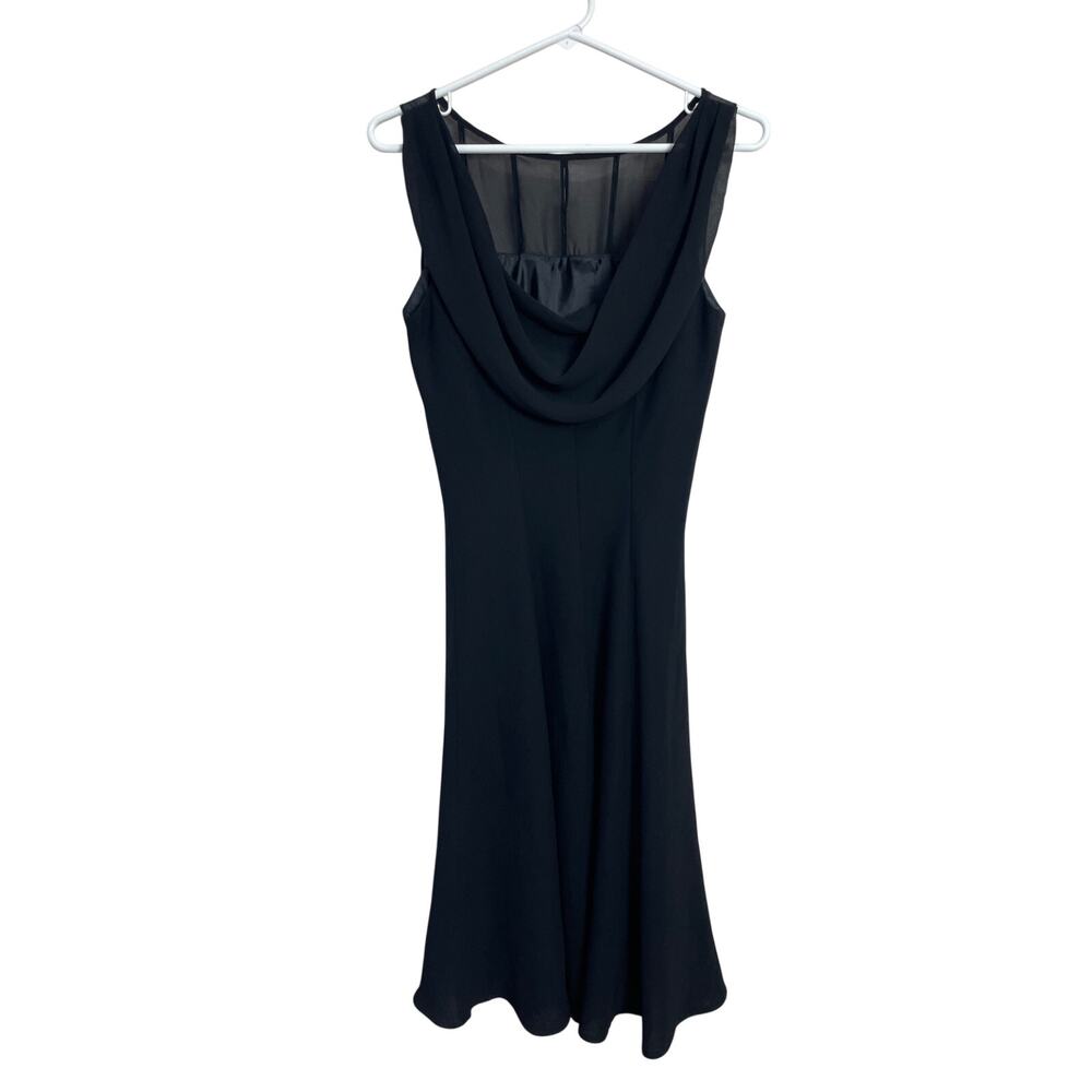 Evan Picone Y2K Vintage Black Rhinestone Draped Back Midi Dress SZ 6 LBD Classy - Picture 2 of 5